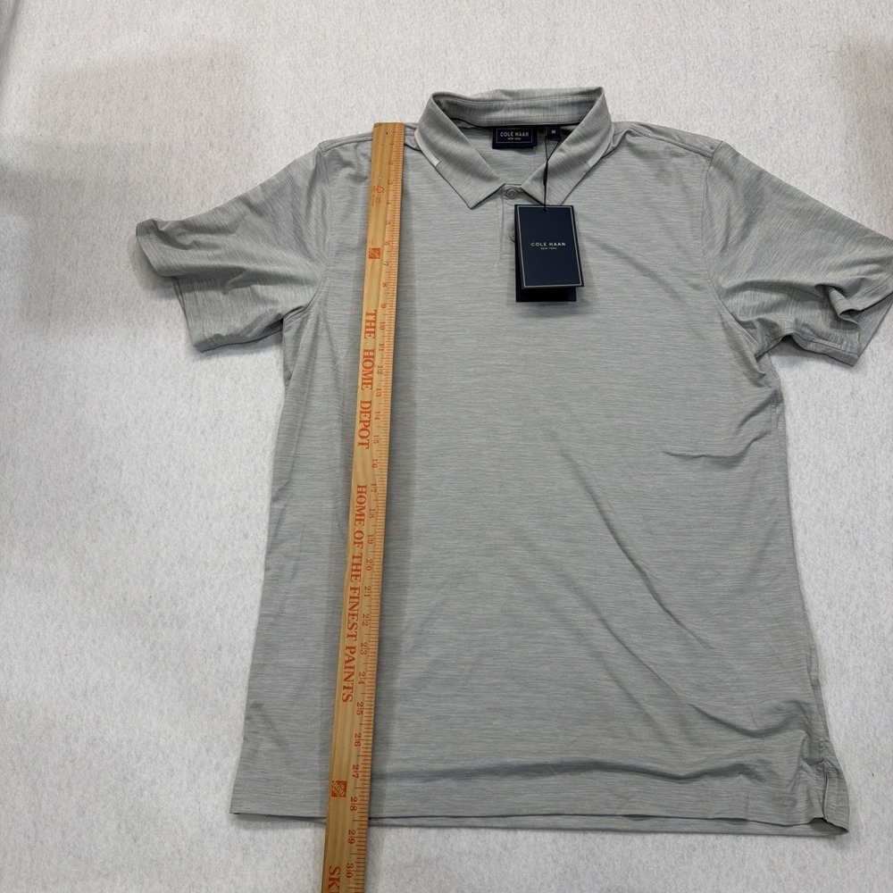 Cole Haan Founders Polo Shirt Mens Medium Grey Space Dye Tipped CHMPOLO_04 NWT - Picture 5 of 14